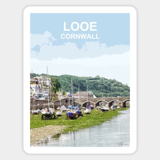 Looe Cornwall. Cornish gift. Travel poster Sticker